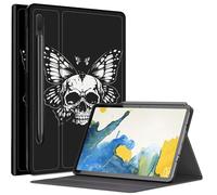 Head Skull Butterfly Custodia per Samsung Galaxy Tab S8 Plus/Tab S7 FE 12.4" 2021 / Galaxy Tab S7 Plus 2020, custodia con angoli di visualizzazione multipli con supporto S Pen e auto sleep/wake