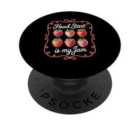 Head Start is My Jam Strawberry Teacher Pre-k Student Divertente PopSockets PopGrip Adesivo