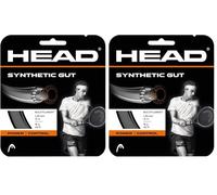 HEAD Synthetic gut - Corda da tennis nera, 1,30 mm/16 g (Confezione da 2)