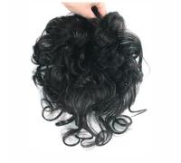 Head Top Bangs Extension con topper, capelli umani, 25 cm, ricci, 13 x 14 cm, copertura completa, clip in nero ondulato