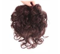 Head Top Bangs Extension con topper, capelli veri, 25 cm, ricci, 13 x 14 cm, copertura completa, clip in (marrone ondulato)