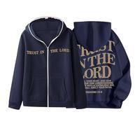 Head Trust In The, giacca da uomo unisex, con cappuccio stampato, alla moda, casual, Blu marino, M