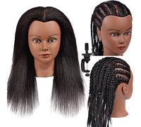 Headdoll Testa da allenamento da 35,5 cm, con capelli veri, bambola cosmetologica per acconciature, trecce, arricciature, avvolgimento ed esposizione con supporto