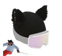 Headgear Cute Plush Cover, Cat Ears Headgear Cover for Ski, Cute Ski Helmet Cover, Winter Sport Headgear Protector, Fuzzy Headgear Cover for Skiing, Decorative Ski Helmet Cover, Plush Cat Ears Helmet