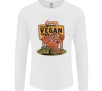 Heading To Vegan Town Divertente T-Shirt A Manica Lunga Uomo