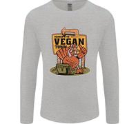 Heading To Vegan Town Divertente T-Shirt A Manica Lunga Uomo