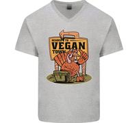 Heading Verso Vegan Town Divertente T-Shirt In Cotone Da Uomo A V