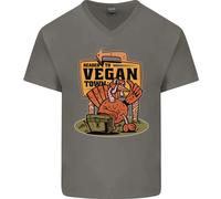 Heading Verso Vegan Town Divertente T-Shirt In Cotone Da Uomo A V