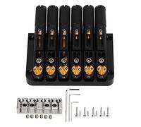 Headless Guitar Bridge 6 String | Copper Alloy Saddle for Intonation & Sustain | Electric Guitar Hardware Replacement/Upgrade | Black Finish, Easy Installation Kit