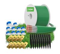 Headley Tools - Cavo di limitazione universale per robot tosaerba, 250 m, contiene 50 picchetti + 10 connettori per cavi + 9 coltelli compatibili con Gardena/Husqvarna/Worx