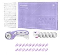 Headley Tools Set di taglierine rotanti, 45 mm, 5 lame rotanti extra, tappetino da taglio A3, righello per trapuntatura e clip da cucito, ideale per artigianato, cucito, patchwork, viola