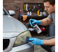 Headlight Restoration Kit - 120ml Cleaner, Refurbishing Spray with Sponge | Headlight Cleaner & Restorer Kit | Removes Yellowing, Scratches, Ceramic Coating for SUV, Motorcycle, Truck, Car, Garage