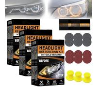 Headlight Restoration Kit, Automotive Headlamp Restore Fluid Oxidized Kit, Car Headlights Lens Polish Refurbishment Cleaner for All Vehicle Types with Wipes
