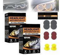Headlight Restoration Kit, Automotive Headlamp Restore Fluid Oxidized Kit, Car Headlights Lens Polish Refurbishment Cleaner for All Vehicle Types with Wipes