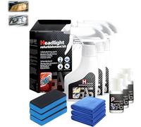 Headlight Restoration Spray, Automotive Headlamp Restoration Fluid Kit with No Required Polishing for Removal Any Oxidized Headlights, Atomization Headlight Cleaner for All Vehicle Types (3set)