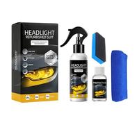 Headlight Restorer Kit - Lens Restoration Pollishes Solution, Brightness Boost Oxidation Removal Scratch Repair UV Clarity Enhancement Crystal Shine Fog Haze Eliminator Renewal Auto Glass Lamp