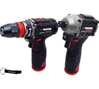 HEADNMORE® Bundle - PARKSIDE PERFORMANCE® Trapano avvitatore a batteria 12V + Avvitatore a percussione da 1/4" incluso 2 batterie + Portachiavi