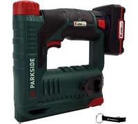 HEADNMORE® Parkside® - Pinzatrice a batteria 12 V PAT 12 (con batteria da 4 Ah inclusa) + portachiavi