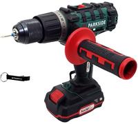 HEADNMORE Parkside - Trapano avvitatore a percussione a batteria, 20 V, 3 in 1, PSBSA 20-Li, con batteria da 2 Ah + portachiavi