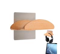 Headphone Stand - 10x6.3x2.8cm Wood Metal Wall Mount, Headset Holder Frame | Stable Protective Storage Design With Free Punch Installation, Space-Saving Organizer For Desktop Workstation