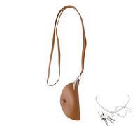 Headphone Storage Bag - 4,3 pollici Neck Pouch | PU Leather Case - Compact Carrying Pouch with Strap For Earphones Keys Small Accessories Travel Organizer Lightweight Black Brown, Marrone, Consulte la
