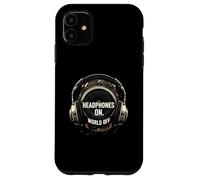 Headphones On World Off Music Audio Listener Custodia per iPhone 11