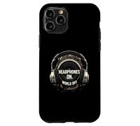Headphones On World Off Music Audio Listener Custodia per iPhone 11 Pro