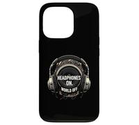 Headphones On World Off Music Audio Listener Custodia per iPhone 13 Pro