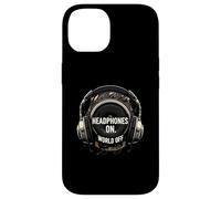 Headphones On World Off Music Audio Listener Custodia per iPhone 14