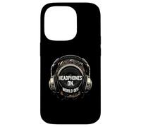 Headphones On World Off Music Audio Listener Custodia per iPhone 14 Pro