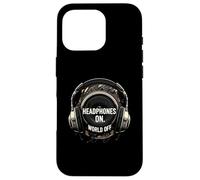 Headphones On World Off Music Audio Listener Custodia per iPhone 16 Pro