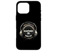 Headphones On World Off Music Audio Listener Custodia per iPhone 16 Pro Max