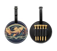 Heads Up Fish - Borsa per tee da golf, con stampa nera, design portatile, facile da organizzare, nero, Taglia unica