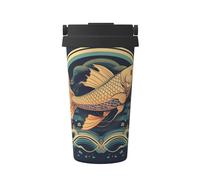 Heads Up Fish stampato thermos sottovuoto, tazza di caffè portatile, tazza di acqua fitness ufficio