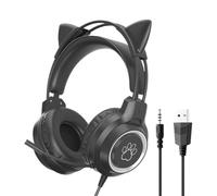 Headset with Wire Cat Ear Ergonomic - Lighted Game Headset Wired for PC for