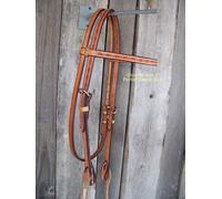 Headstall - Briglie Luce Olio W/ pelle Non Conciata Treccia Custode (Barbwire)