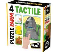 HEADU - 4 Tactile Puzzle Farm, Tocca e ricomponi!, Puzzle Educativo 2-4 anni, Made in Italy