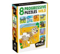 HEADU - 8 Progressive Puzzle Wild - Grandi pezzi adatti ai più piccoli - Puzzle Educativo per Bambini dai 2 ai 4 anni, Made in Italy | MU55607