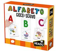 Headu - Gioco educativo - Alfabeto: Gioco & Scrivo - Metodo delle lettere a incavo - 3-6 anni