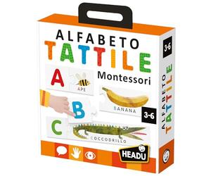 HEADU - Alfabeto Tattile Montessori - L’Unico e Originale per Imparare a Leggere a Tre Anni | Gioco Educativo Montessori 3-6 Anni, Lettere Smerigliate, Idea Regalo Bambini 3 4 5 6 Anni, Made in Italy