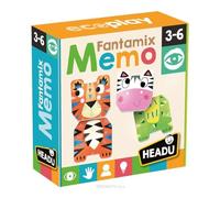 Headu Animal Memo Sviluppa la memoria e la fantasia! MU26142 Gioco Educativo Ecosostenibile Per Bambini 3-6 Anni Made in Italy