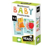 HEADU - Baby Flashcards Montessori - Ascolta e Pronuncia le Prime Parole| Giochi Educativi 1 2 3 Anni, Carte Sagomate ad Incastro, Giochi Montessori per Imparare Prime Parole, Regalo Bambina Bambino
