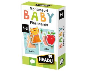 HEADU - Baby Flashcards Montessori - Ascolta e Pronuncia le Prime Parole| Giochi Educativi 1 2 3 Anni, Carte Sagomate ad Incastro, Giochi Montessori per Imparare Prime Parole, Regalo Bambina Bambino