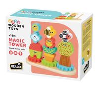 Headu - Baby Wooden Magic Tower - Impara Manualità e Percezione Visiva | Gioco Impilabile in Legno, Gioco Educativo per Bambini 1-3 Anni, Gira Impila e Scopri la Casetta, Idea Regalo Bambini Piccoli