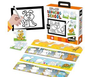 Headu by Step Drawing School. Gioco educativo per imparare ragazze dai 3 ai 6 anni, un kit originale per insegnare al bambino a disegnare gli animali passo, multicolore (T21062)