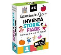 HEADU - Carte Vitamine Gioco Inventa Storie e Fiabe - 50 Cards e 10 Fiabe |Giochi di Carte per Bambini 3-6 Anni, Cards Illustrate per Inventare e Raccontare Storie, Gioco Educativo, Idea Regalo Natale