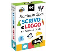 HEADU - Carte Vitamine Gioco Scrivo e Leggo 100 Parole- 105 Cards e 7 Giochi| Carte Illustrate per Imparare a Leggere e Scrivere, Gioco Educativo Bambini 4-7 Anni, Idea Regalo Natale Pasqua Compleanno