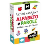 HEADU - Carte Vitamine in Gioco Alfabeto e Parole - 52 Maxi Cards e 5 Giochi Educativi | Giochi di Carte Bambini 3-6 Anni, Cards Illustrate per Imparare Le Prime Parole, Idea Regalo Natale Pasqua