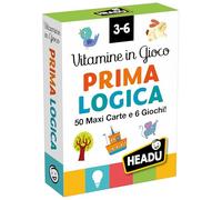 HEADU - Carte Vitamine in Gioco Prima Logica - 50 Maxi Cards e 6 Giochi Educativi | Carte Educative per Classificare e Confrontare, Giochi di Logica Bambini 3-6 Anni, Regalo Natale Pasqua Compleanno
