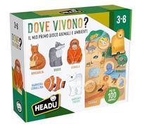 Headu Dove Vivono Gli Animali I Mio Primo Gioco Animali E Ambienti It57427 Gioco Educativo Ecosostenibile Per Bambini 3-6 Anni Made In Italy , italian